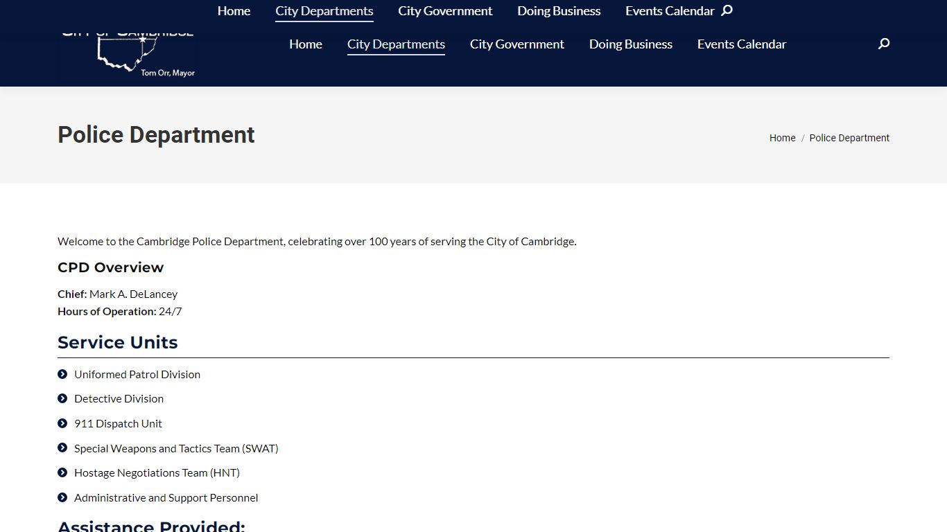 Police Department – City of Cambridge, OH – City of Cambridge, Ohio